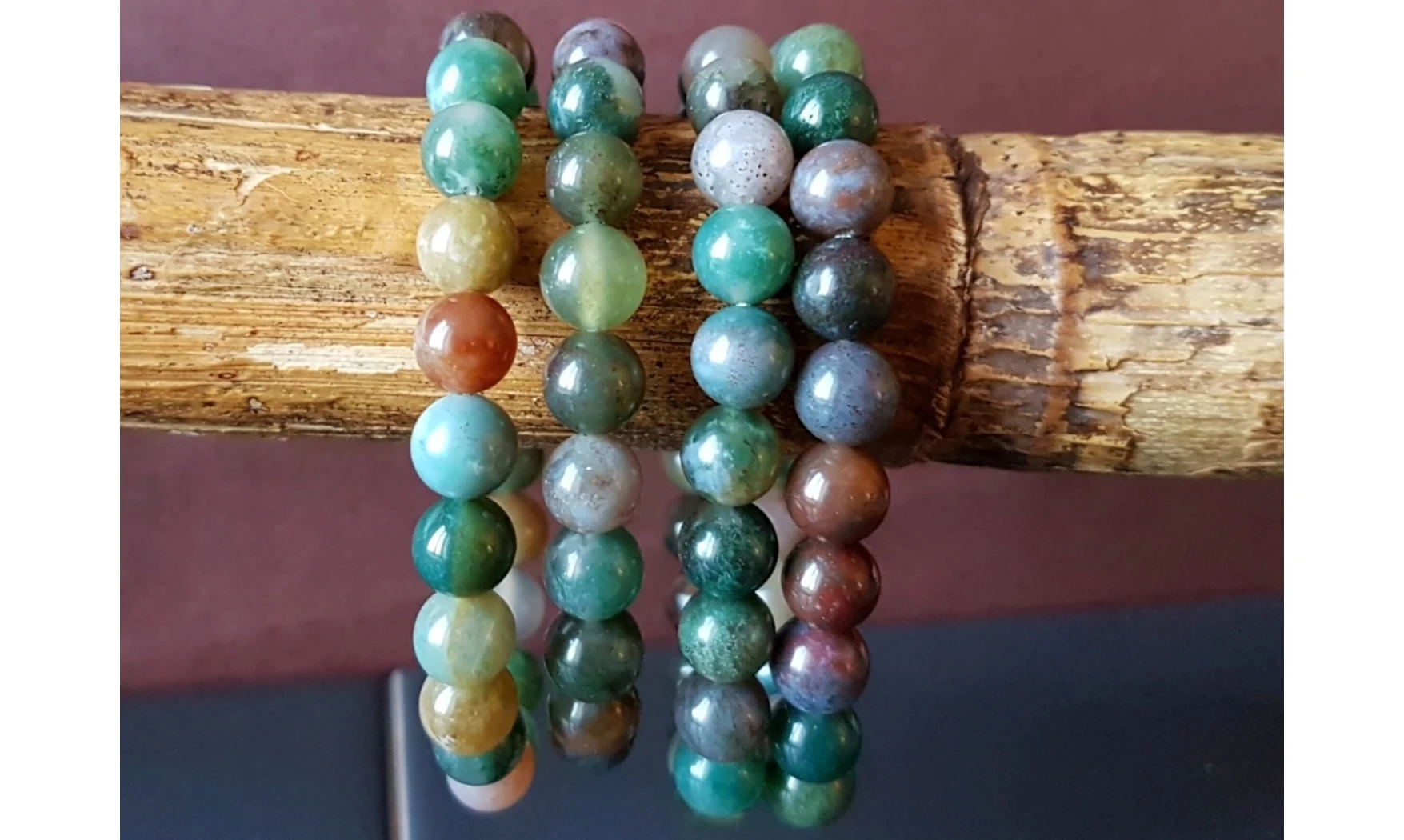 Agate Mousse pierres Boules bracelet