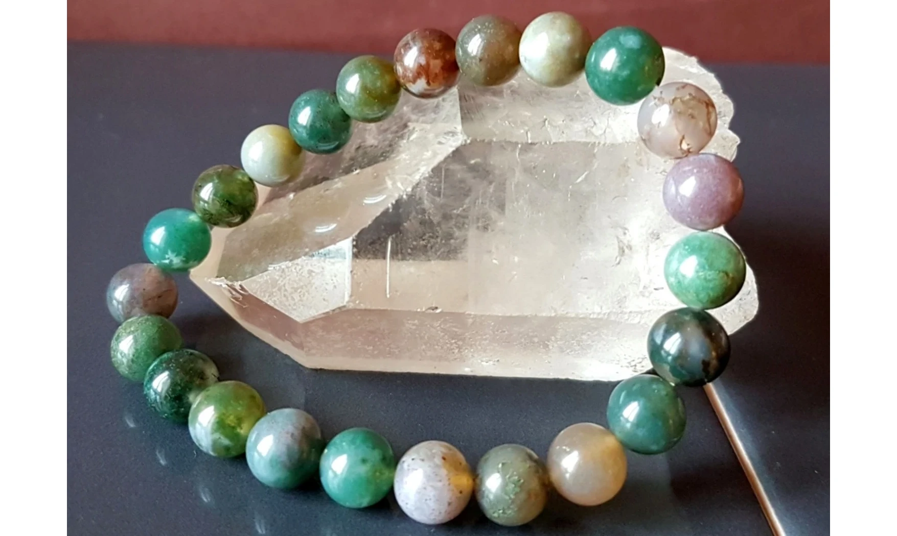 Agate Mousse pierres Boules bracelet