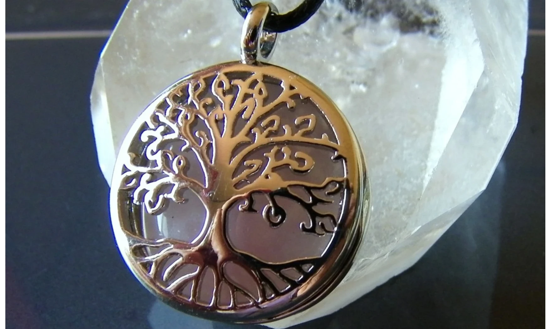 Arbre de Vie Quartz rose pendentif