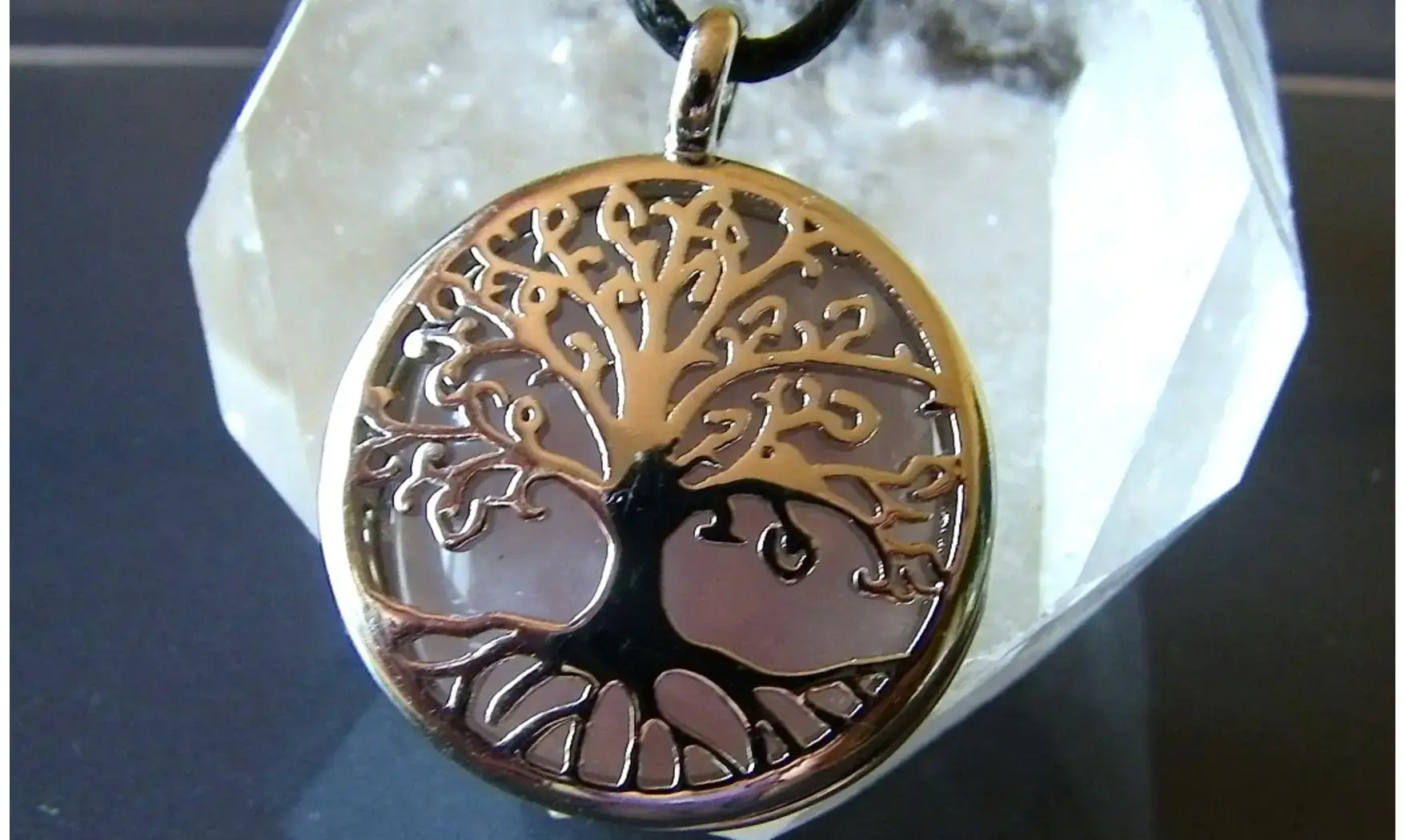 Arbre de Vie Quartz rose pendentif