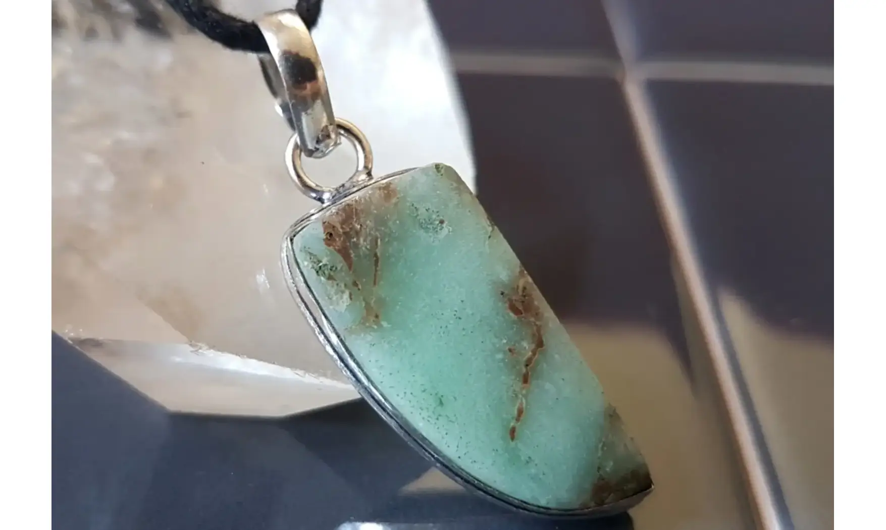 Chrysoprase pierre pendentif & Argent