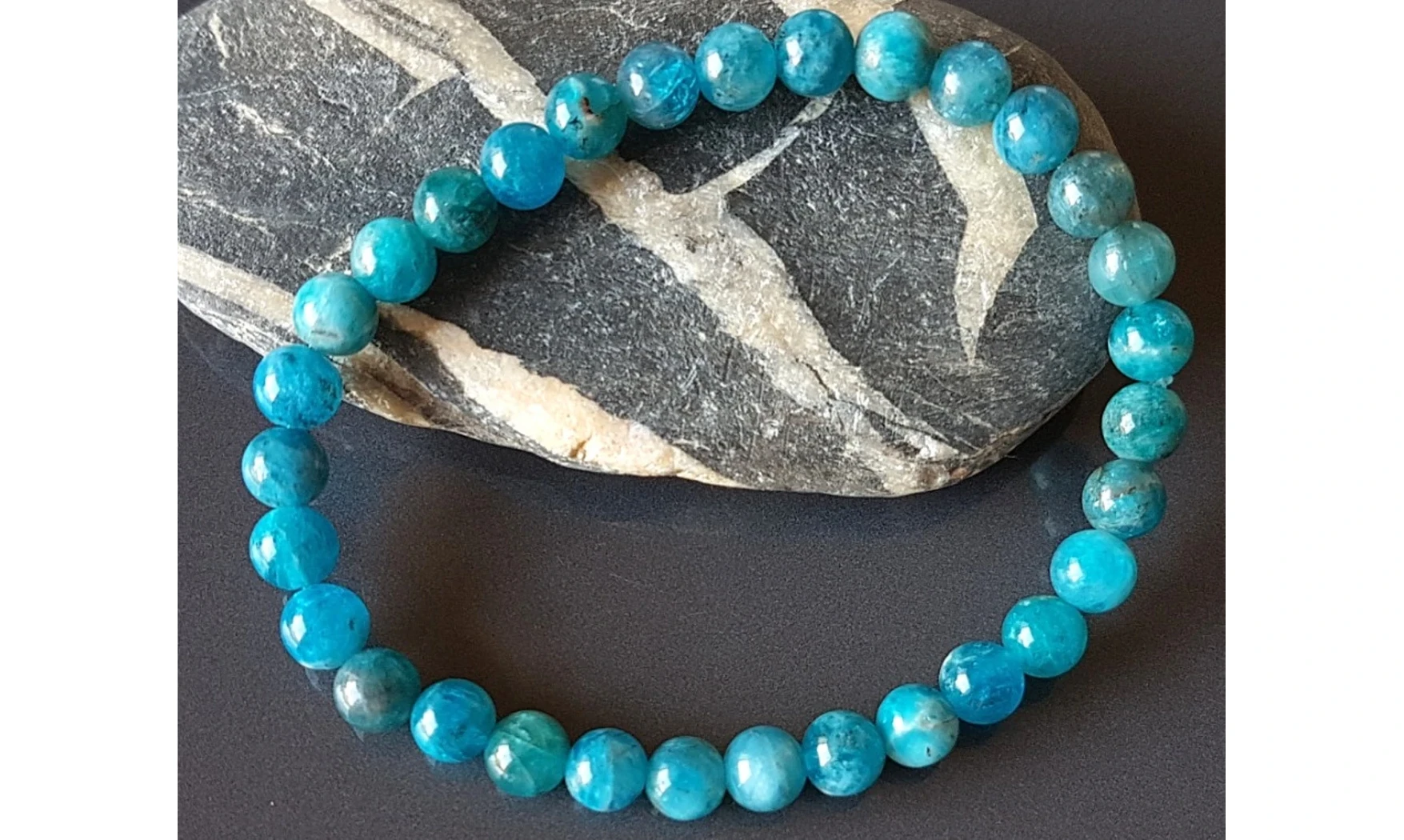 Apatite bleue pierres Boules bracelet
