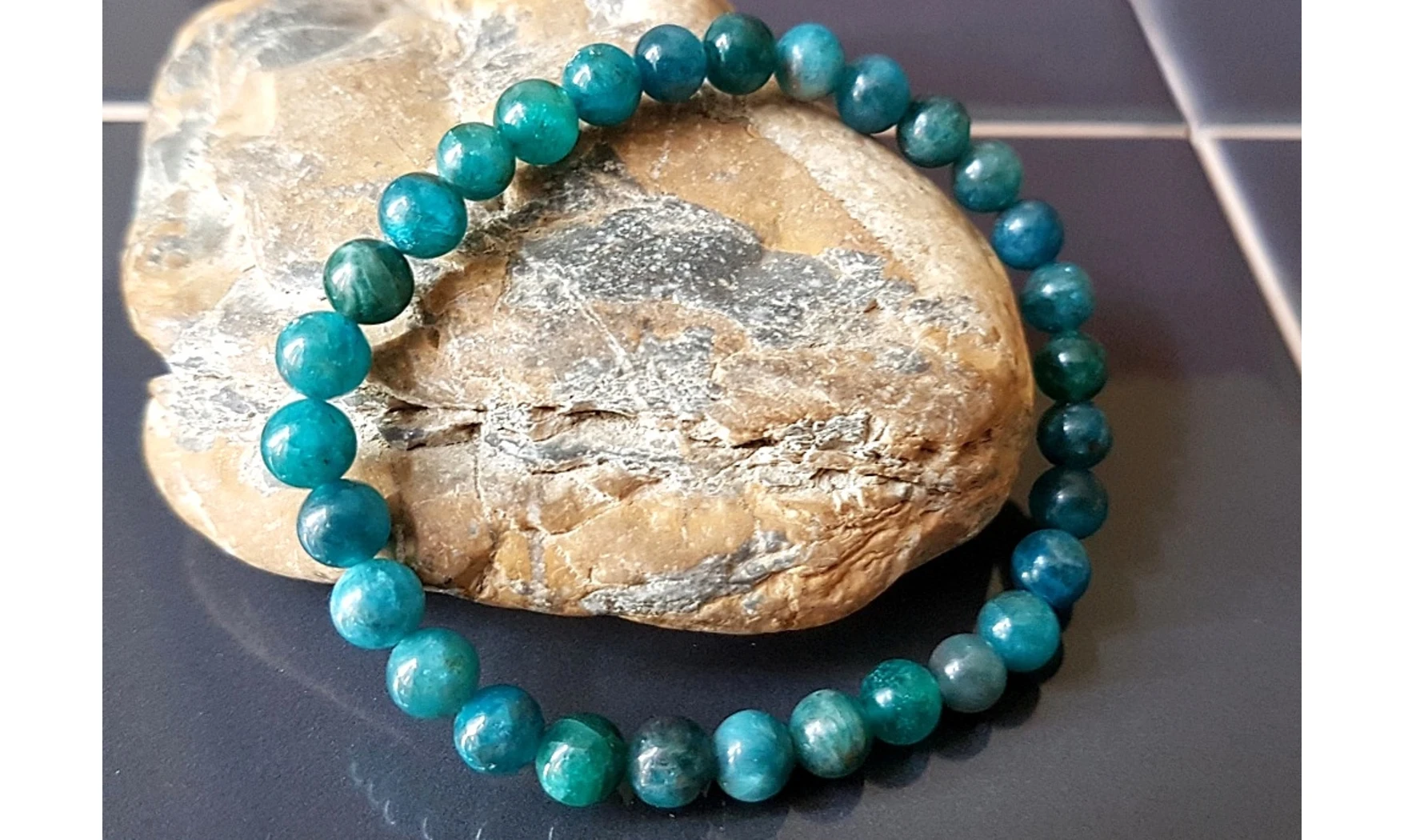Apatite bleue pierres Boules bracelet