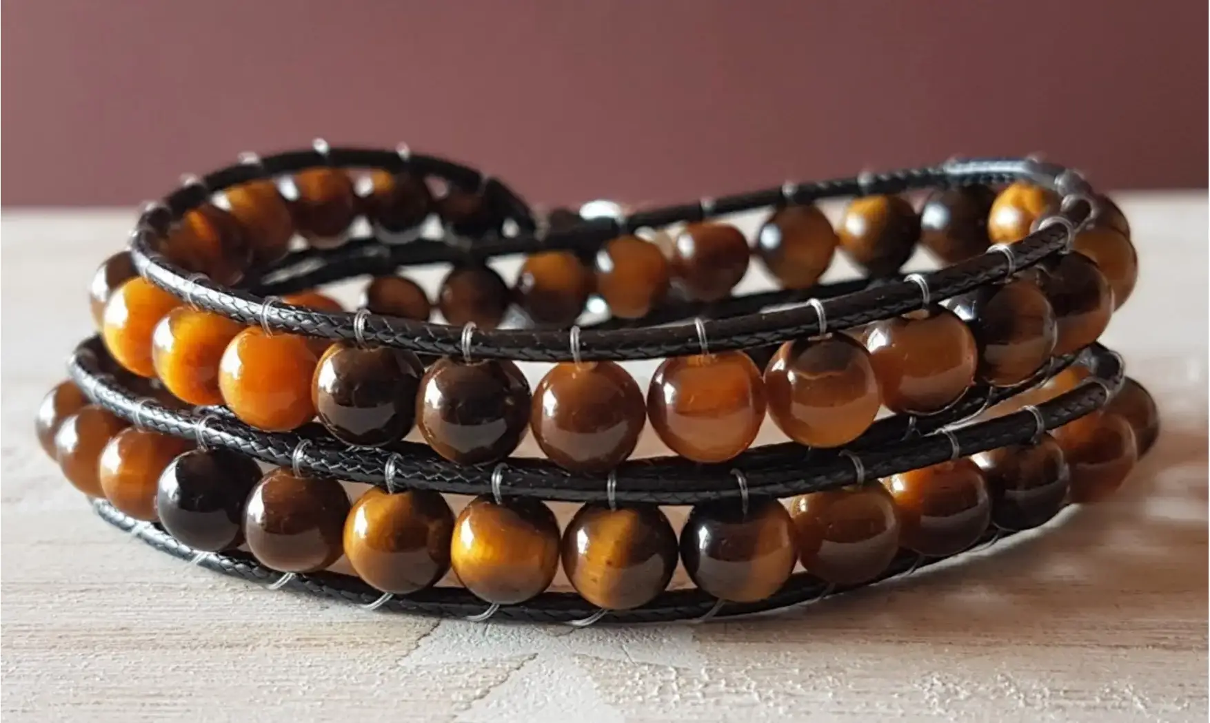 Oeil de Tigre Bracelet perles pierres
