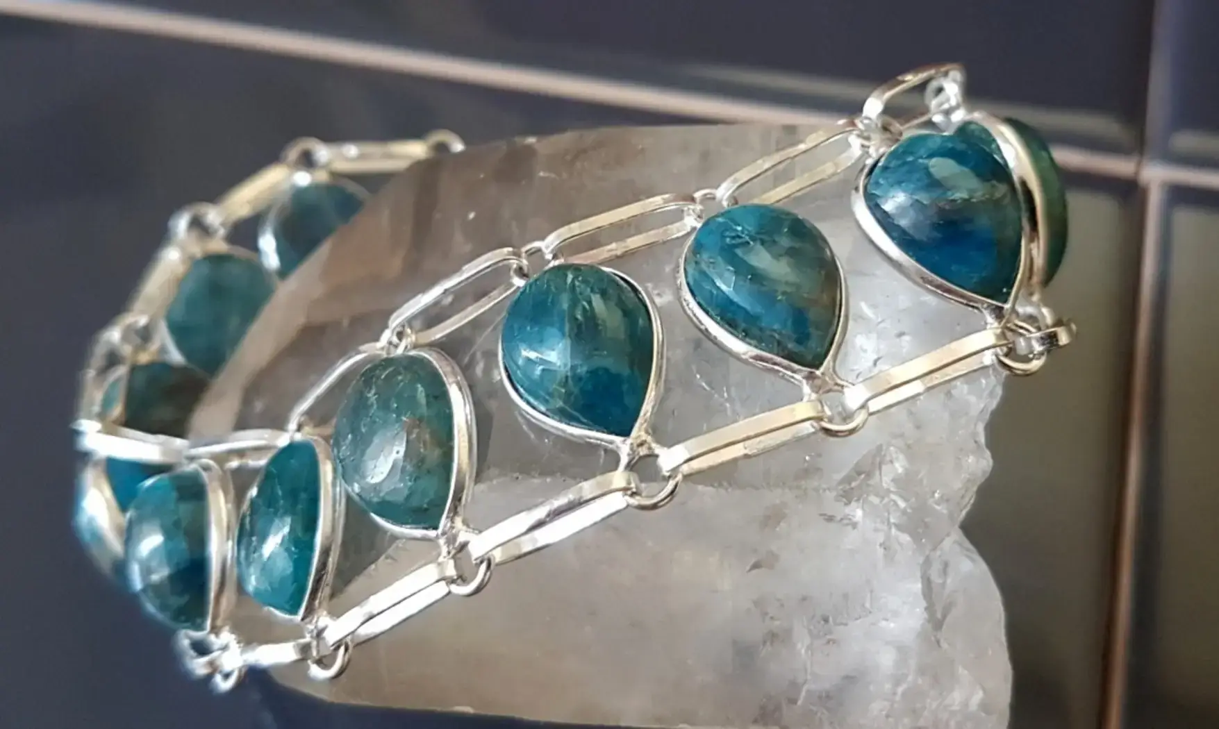 Apatite Bleue Bracelet pierres & Argent