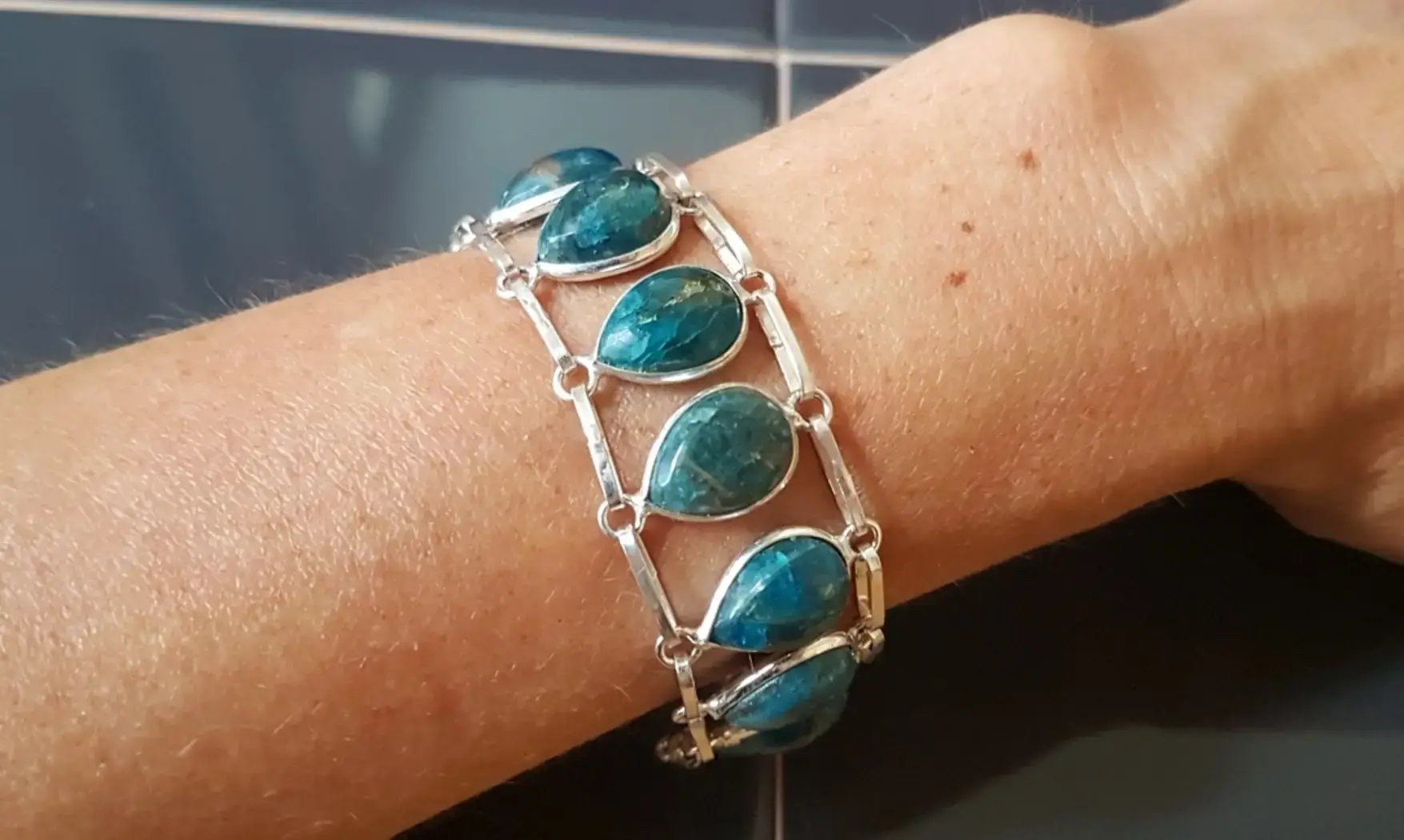 Apatite Bleue Bracelet pierres & Argent