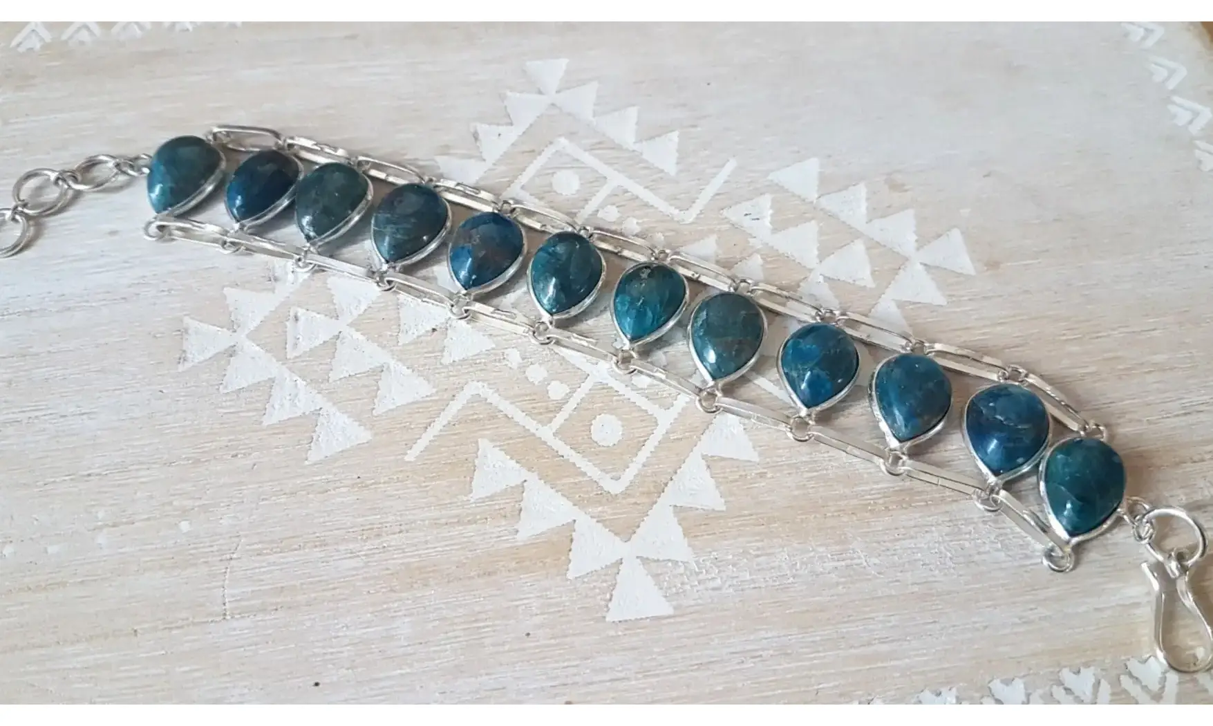 Apatite Bleue Bracelet pierres & Argent