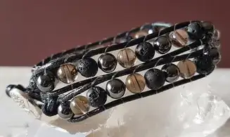 Quartz Fumé/ Hématite Bracelet pierres