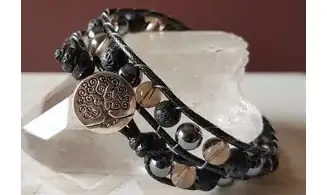 Quartz Fumé/ Hématite Bracelet pierres