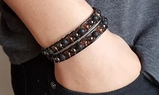 Quartz Fumé/ Hématite Bracelet pierres