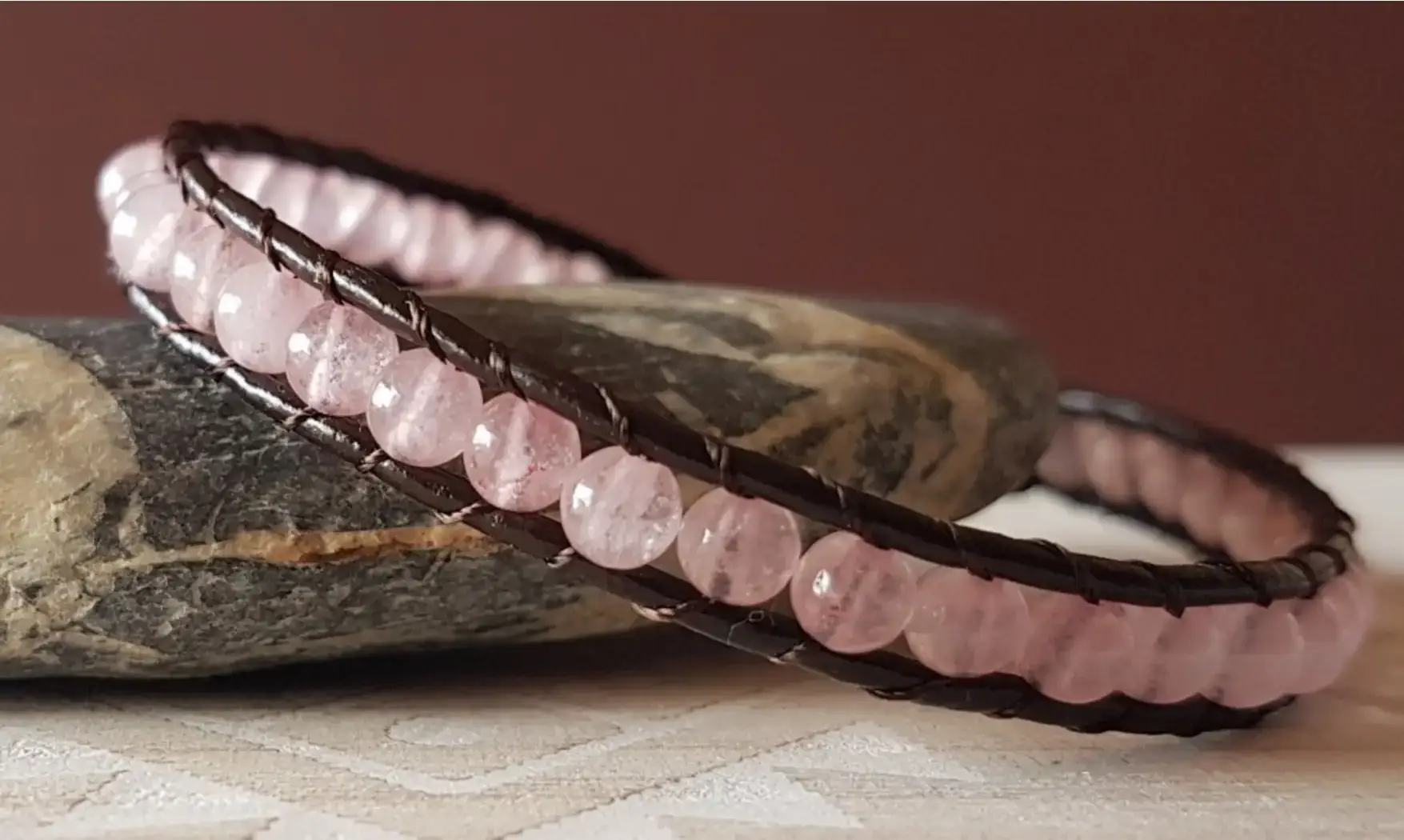 Quartz rose Bracelet perles pierres