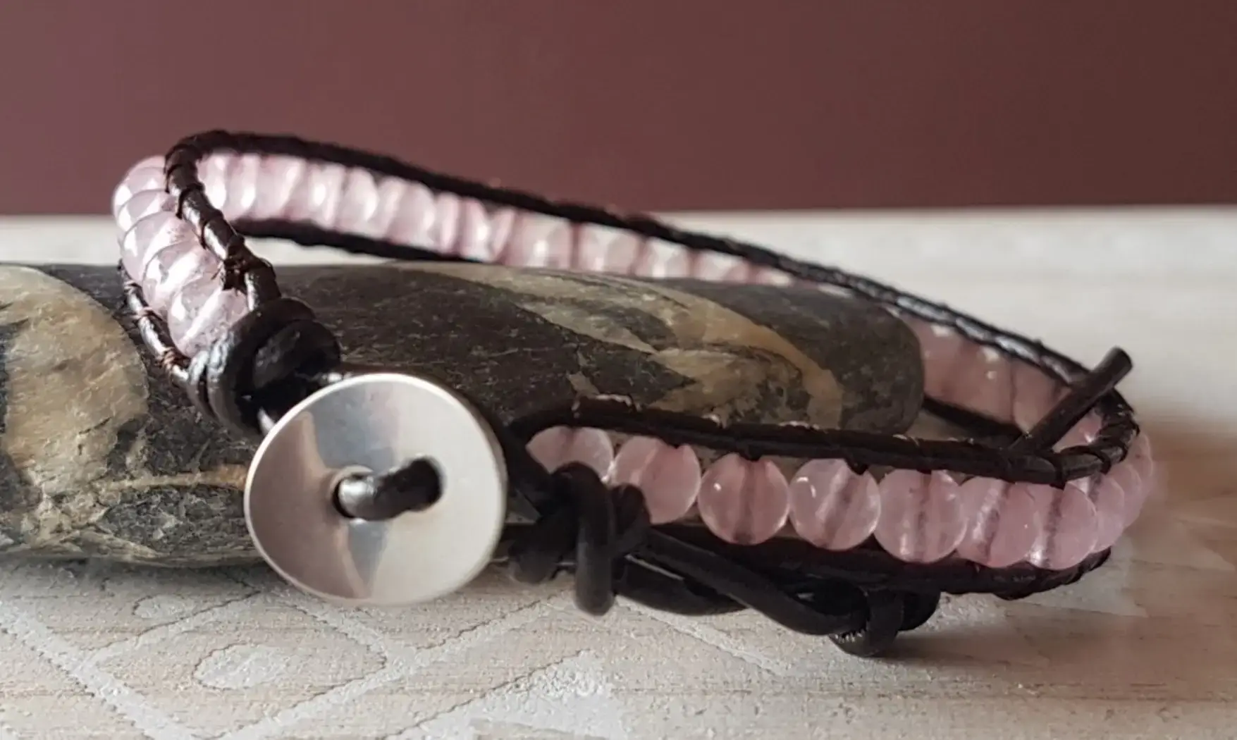 Quartz rose Bracelet perles pierres