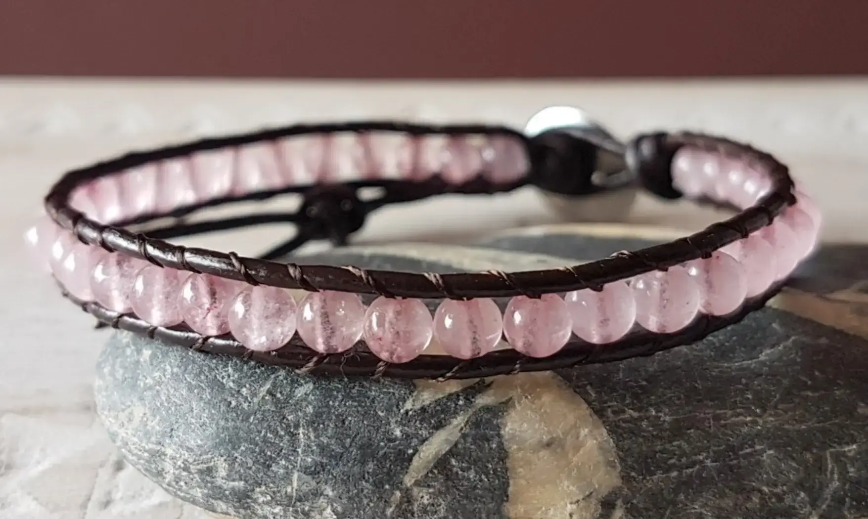 Quartz rose Bracelet perles pierres