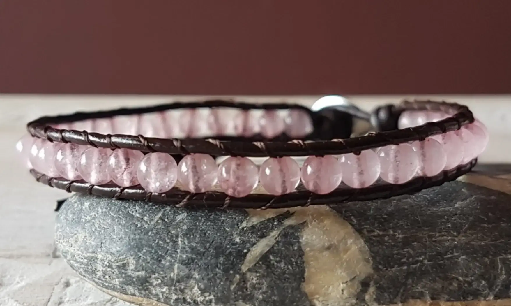Quartz rose Bracelet perles pierres