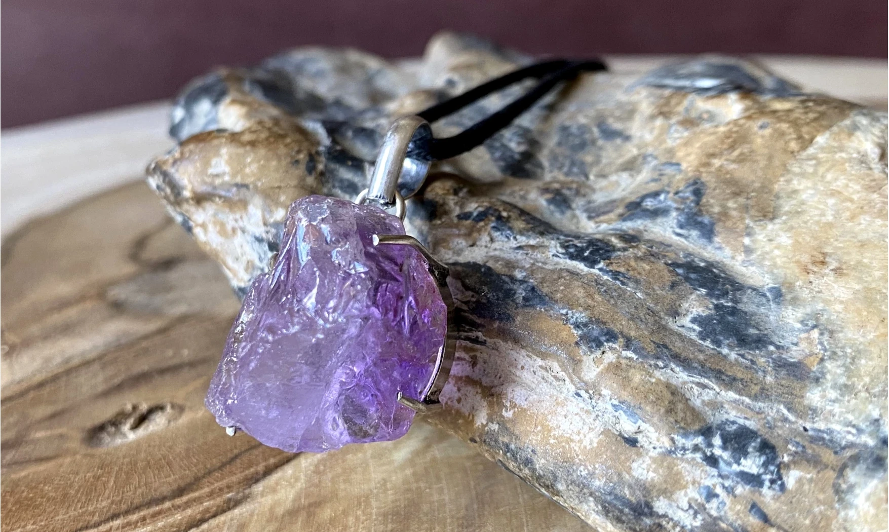 Améthyste pierre pendentif & Argent