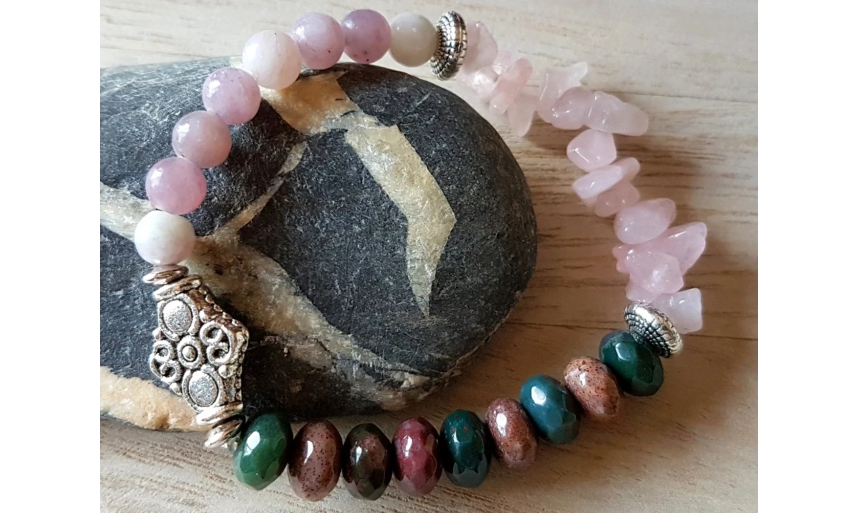 Quartz rose Bracelet Antik pierres