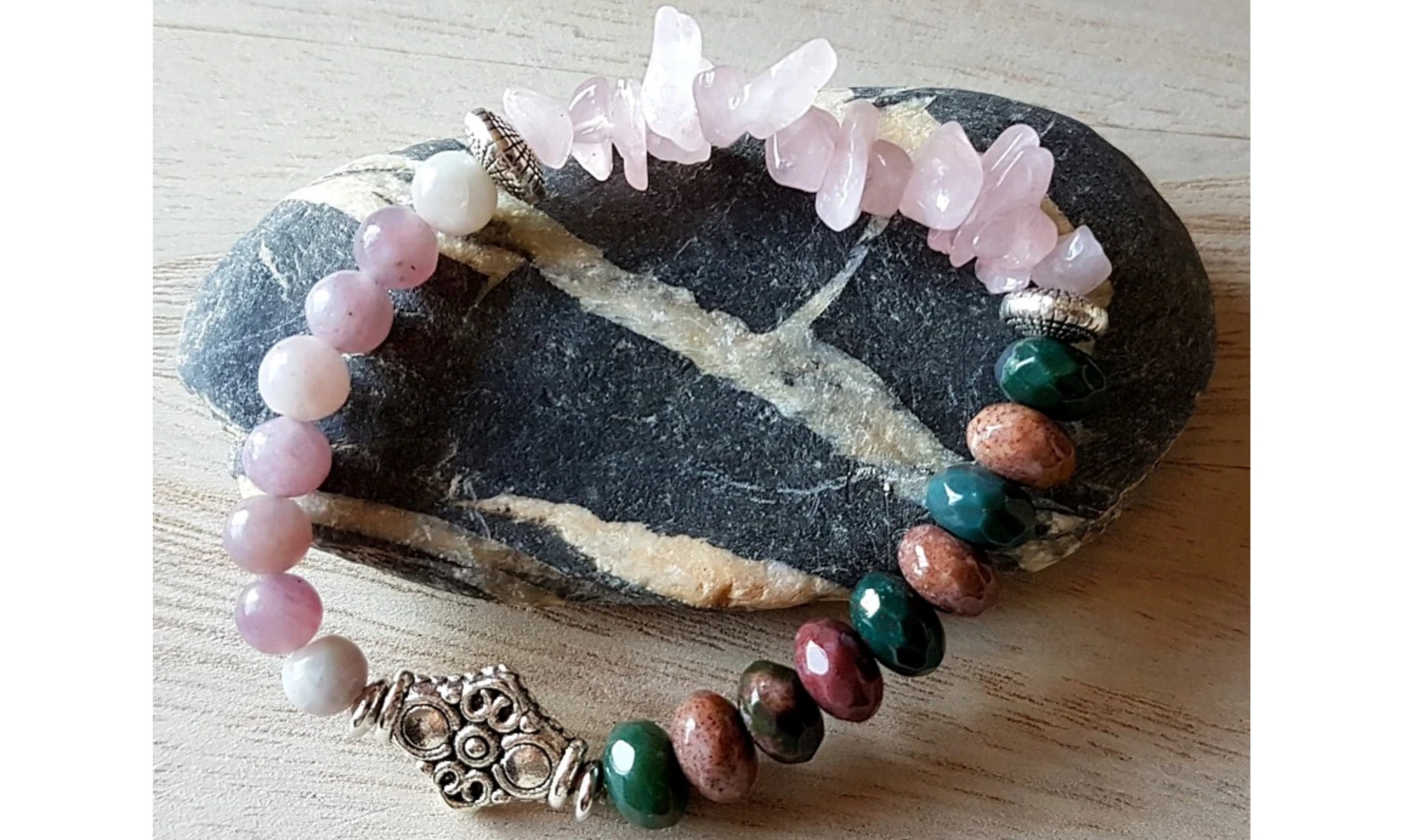 Quartz rose Bracelet Antik pierres