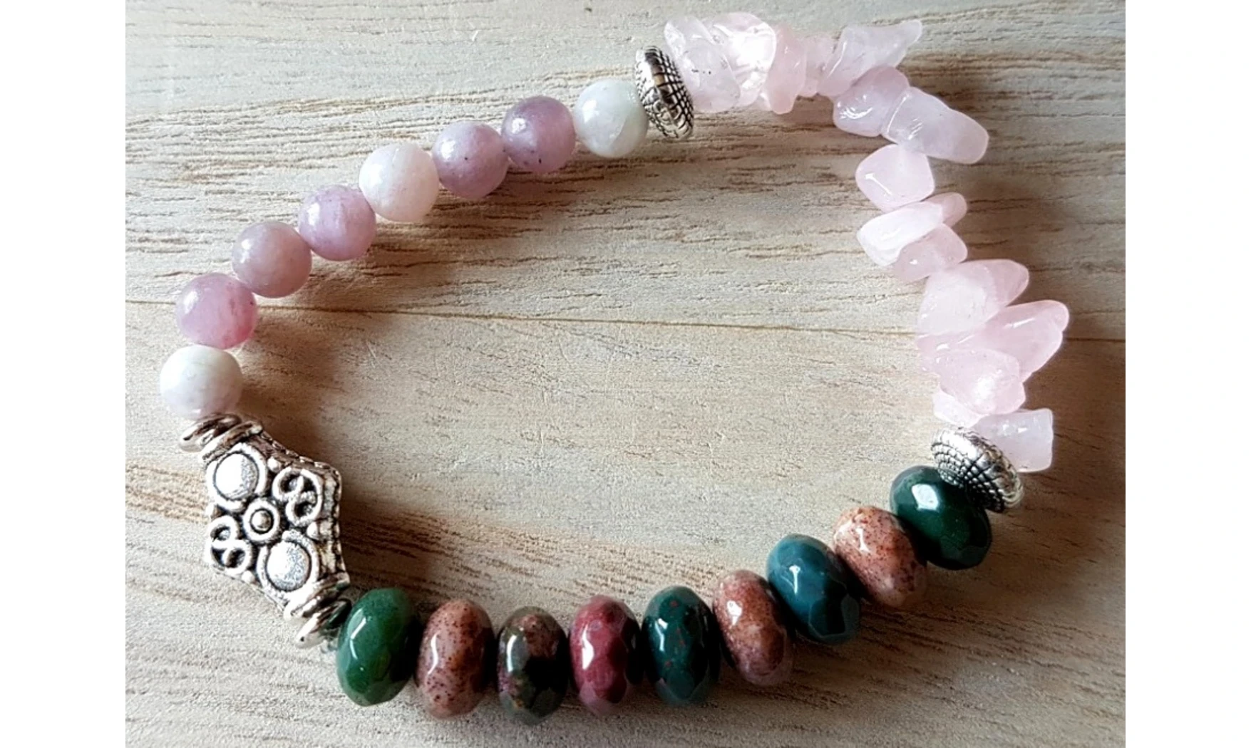 Quartz rose Bracelet Antik pierres
