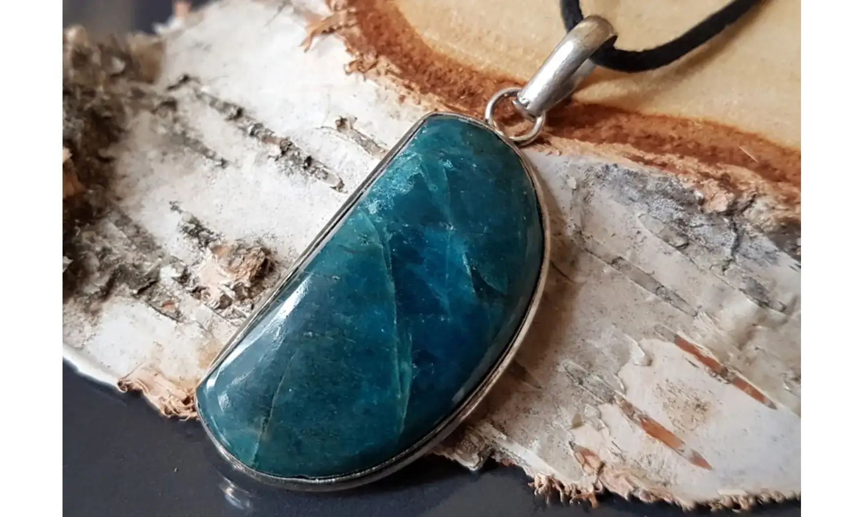 Apatite bleue pendentif & Argent 4