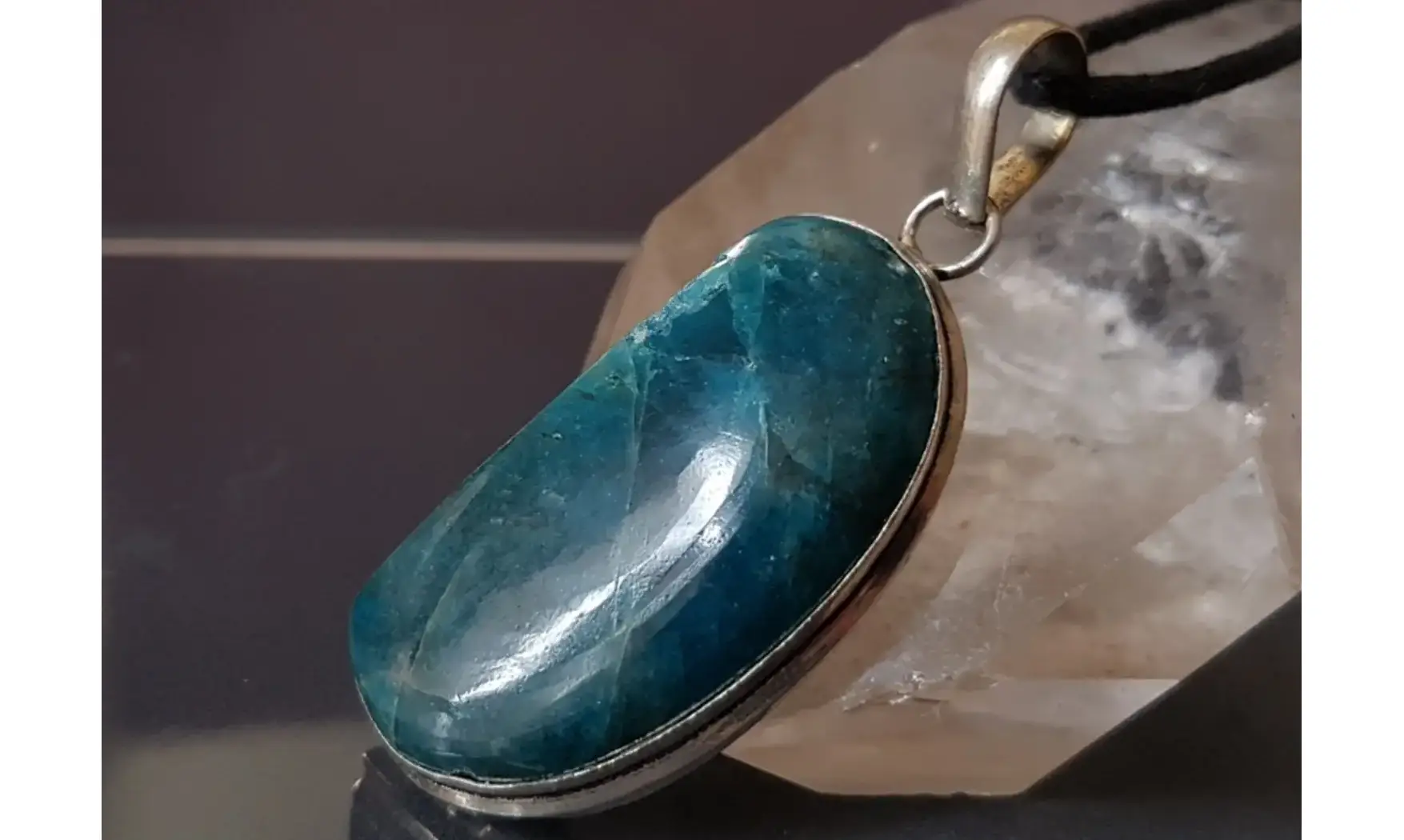 Apatite bleue pendentif & Argent 4
