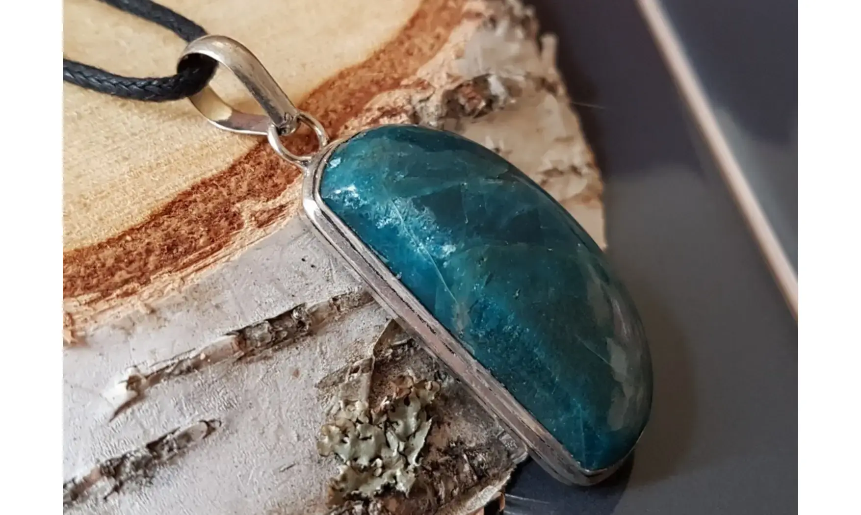 Apatite bleue pendentif & Argent 4