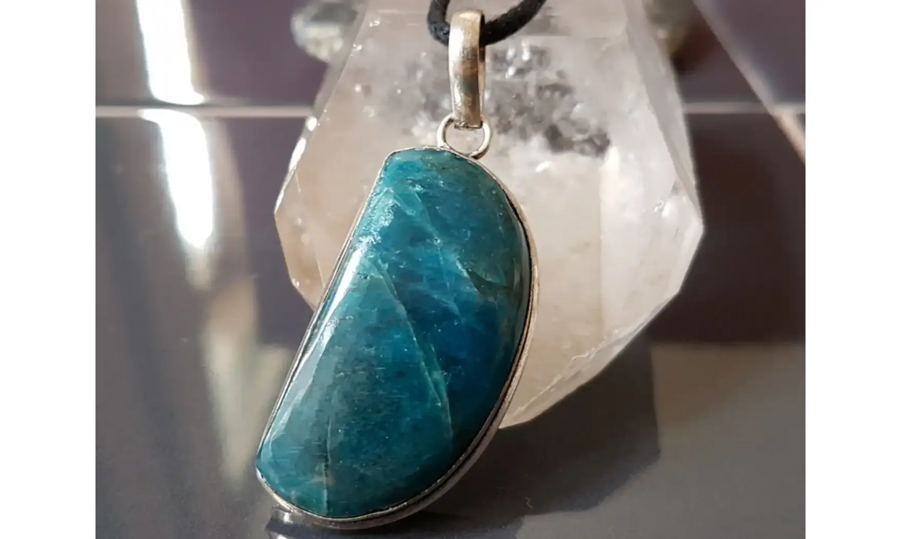 Apatite bleue pendentif & Argent 4