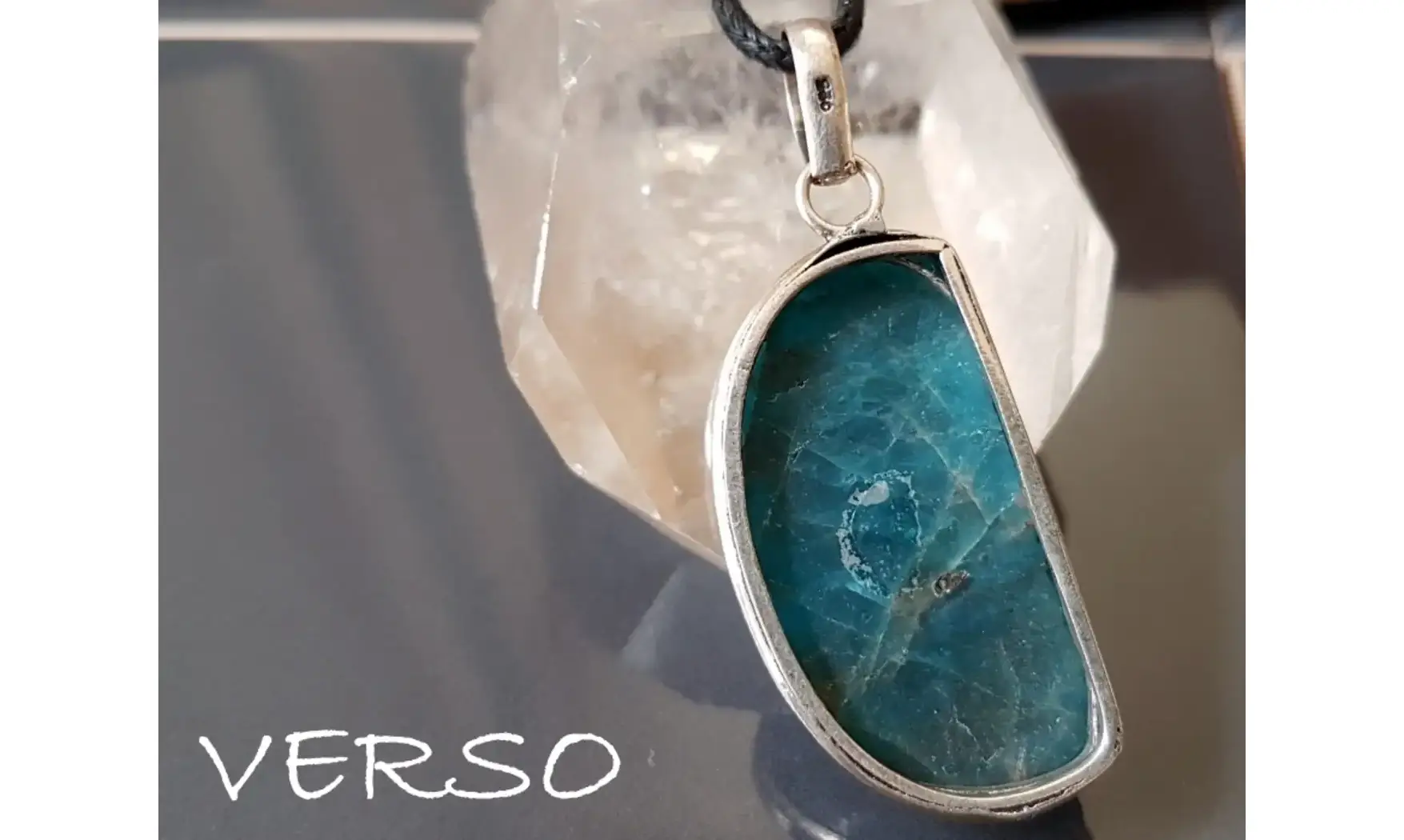 Apatite bleue pendentif & Argent 4
