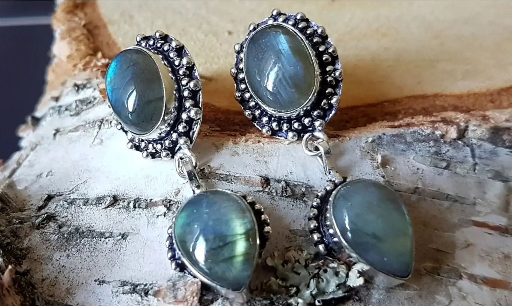 Labradorite 925 Silver plated Earring
