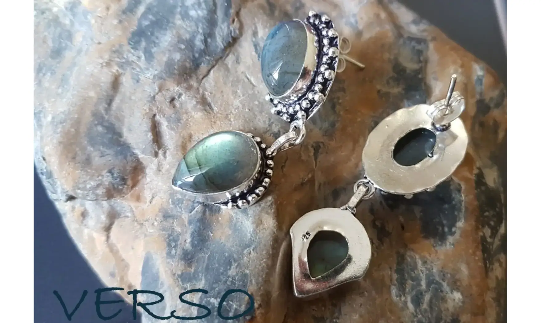 Labradorite 925 Silver plated Earring