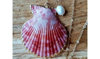 Coquillage Pecten rouge Pendentif