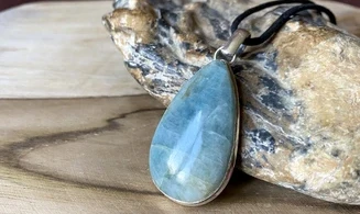 Aquamarine & 925 Silver plated pendant 2