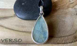 Aquamarine & 925 Silver plated pendant 2