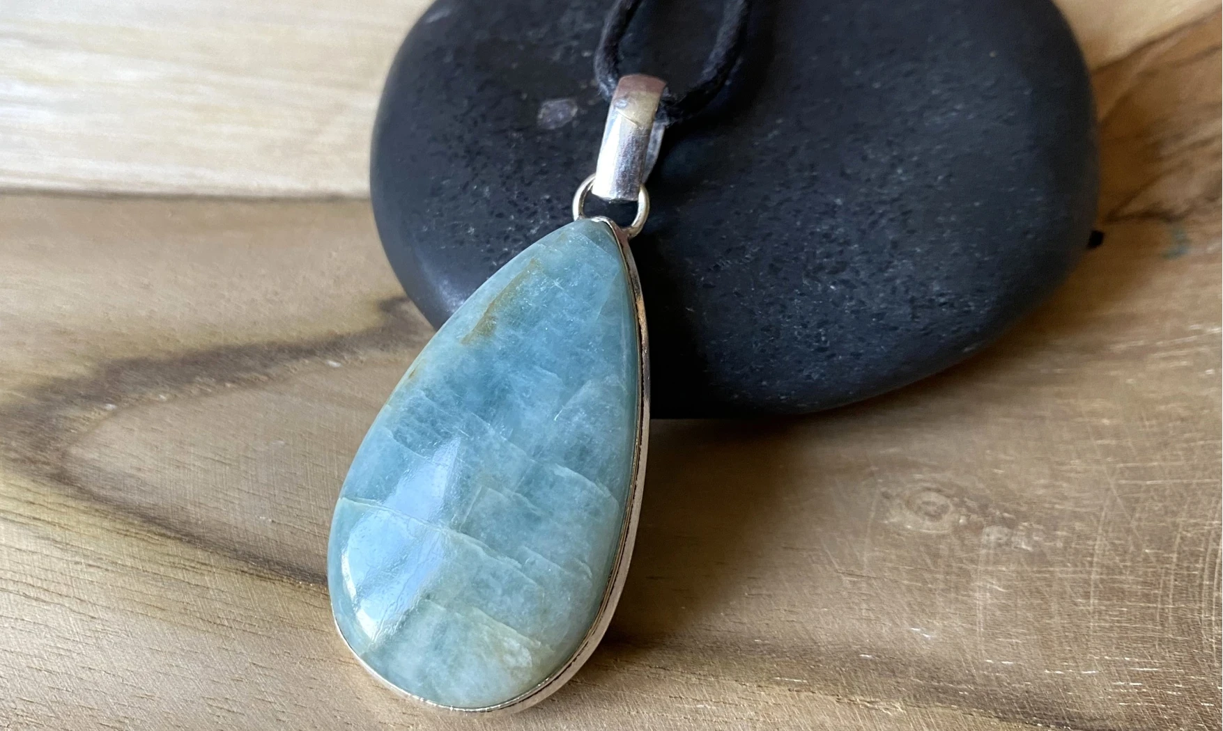 Aquamarine & 925 Silver plated pendant 2