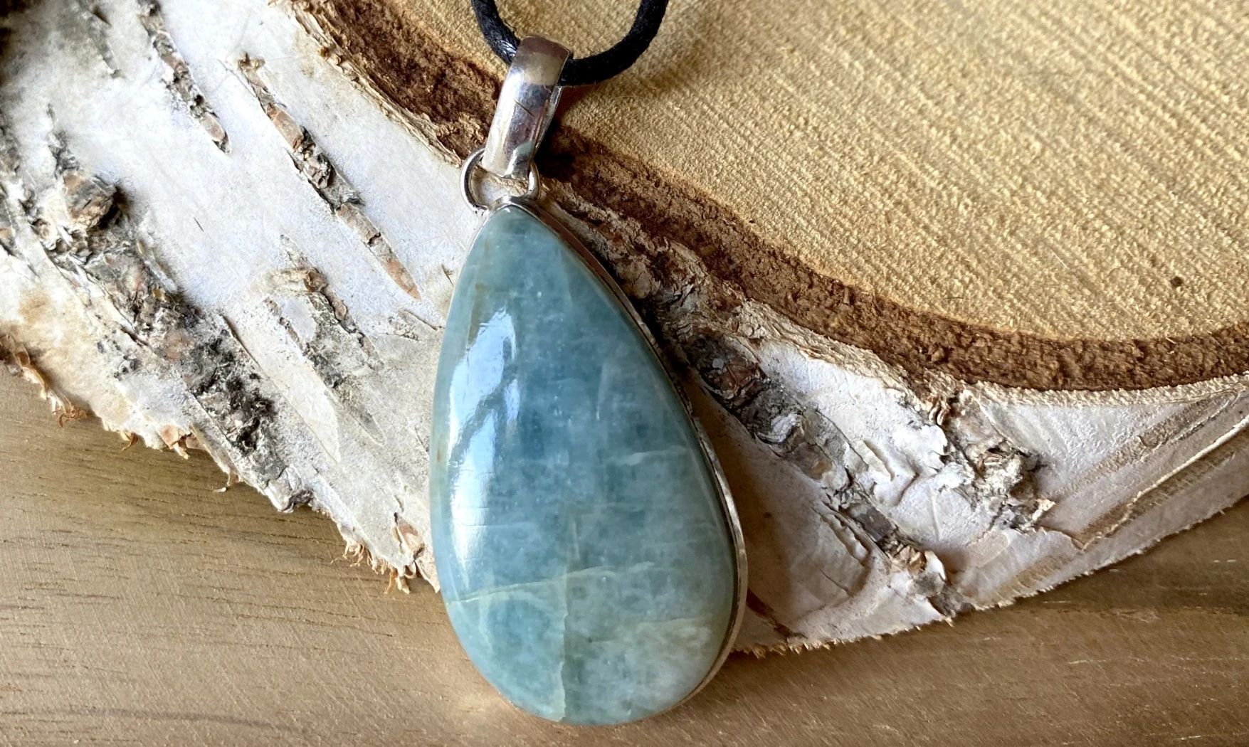 Aquamarine & 925 Silver plated pendant 2