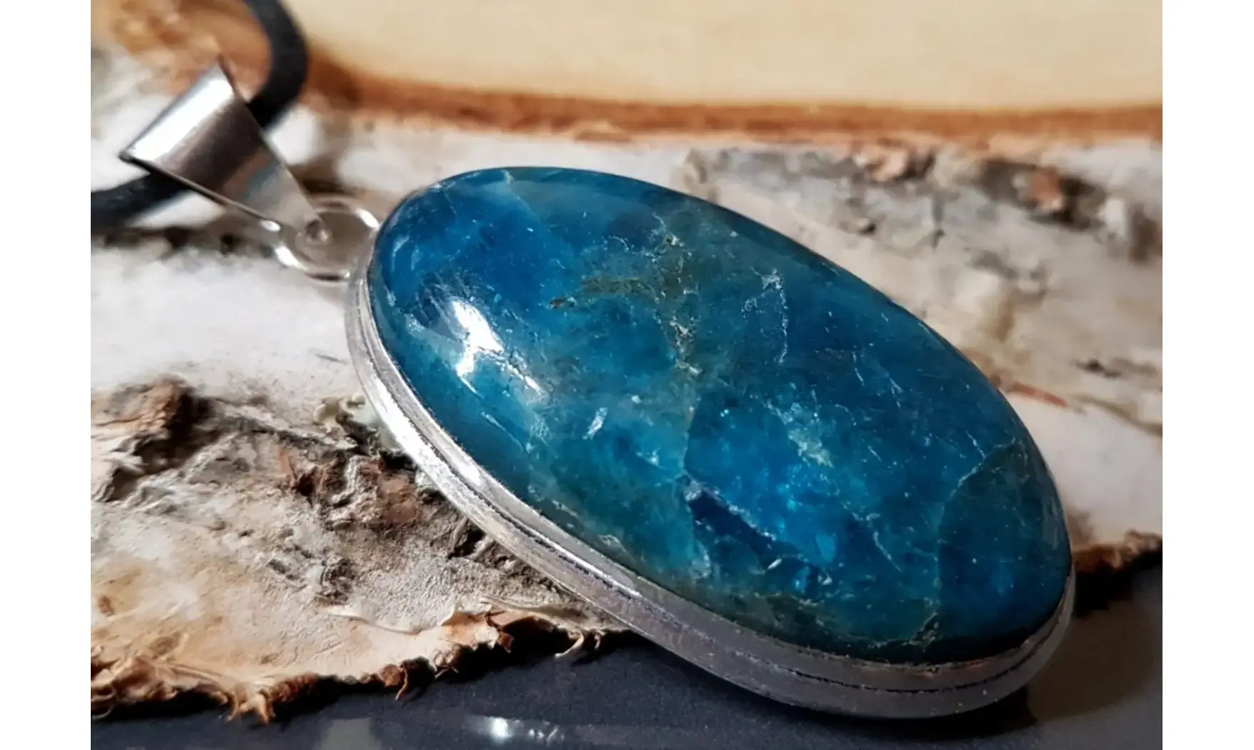 Apatite bleue pendentif & Argent 5