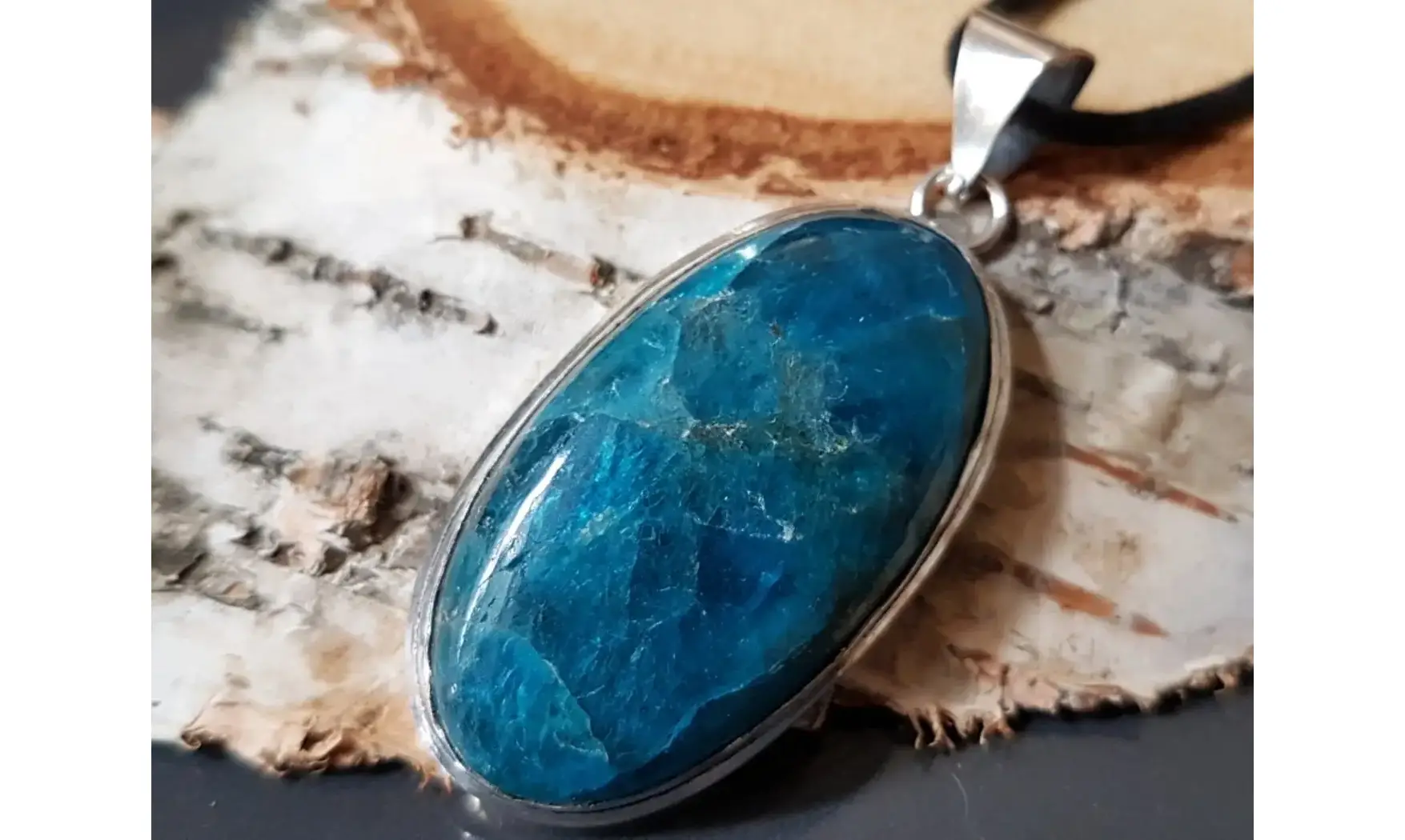 Apatite bleue pendentif & Argent 5