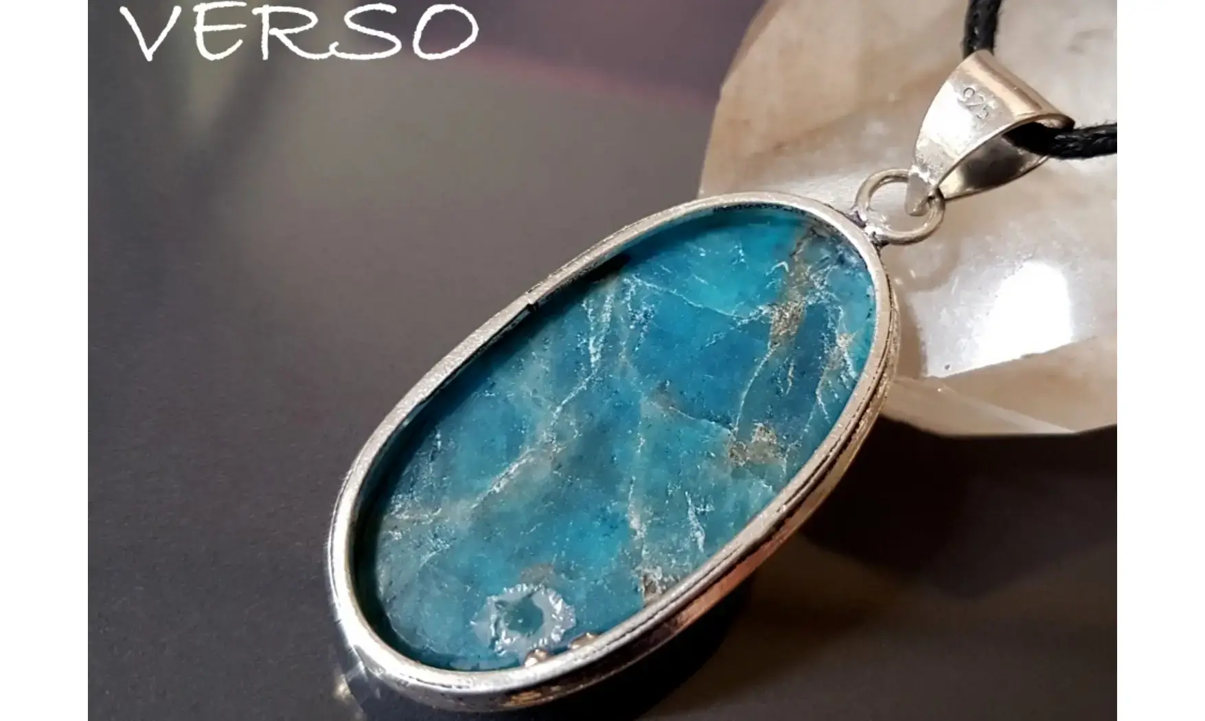 Apatite bleue pendentif & Argent 5