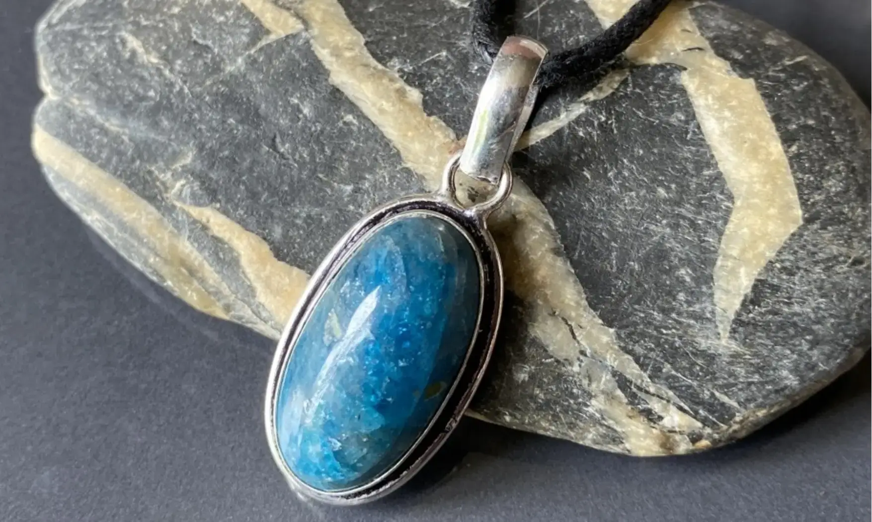 Apatite bleue pendentif & Argent 6