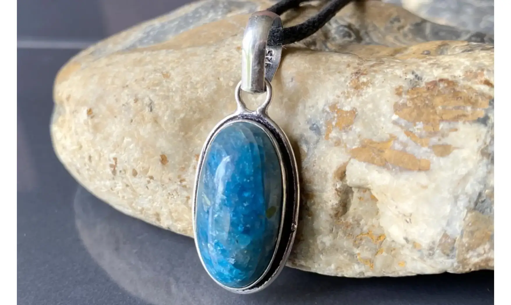Apatite bleue pendentif & Argent 6
