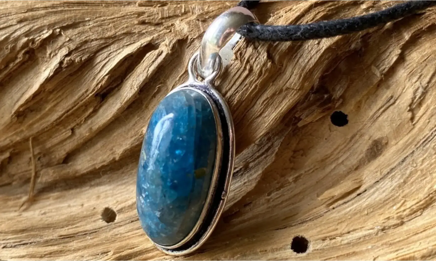 Apatite bleue pendentif & Argent 6