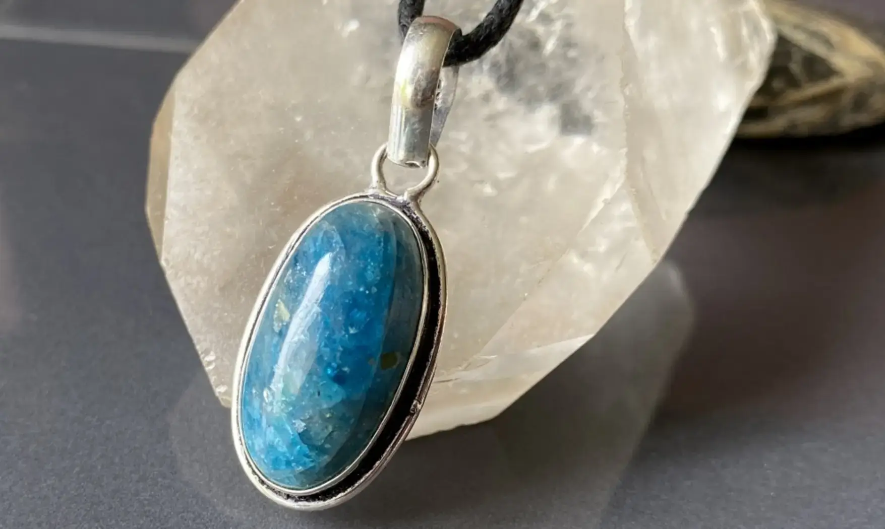 Apatite bleue pendentif & Argent 6