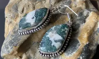 Moss Agate 925 Silver plated Earring