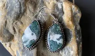 Moss Agate 925 Silver plated Earring