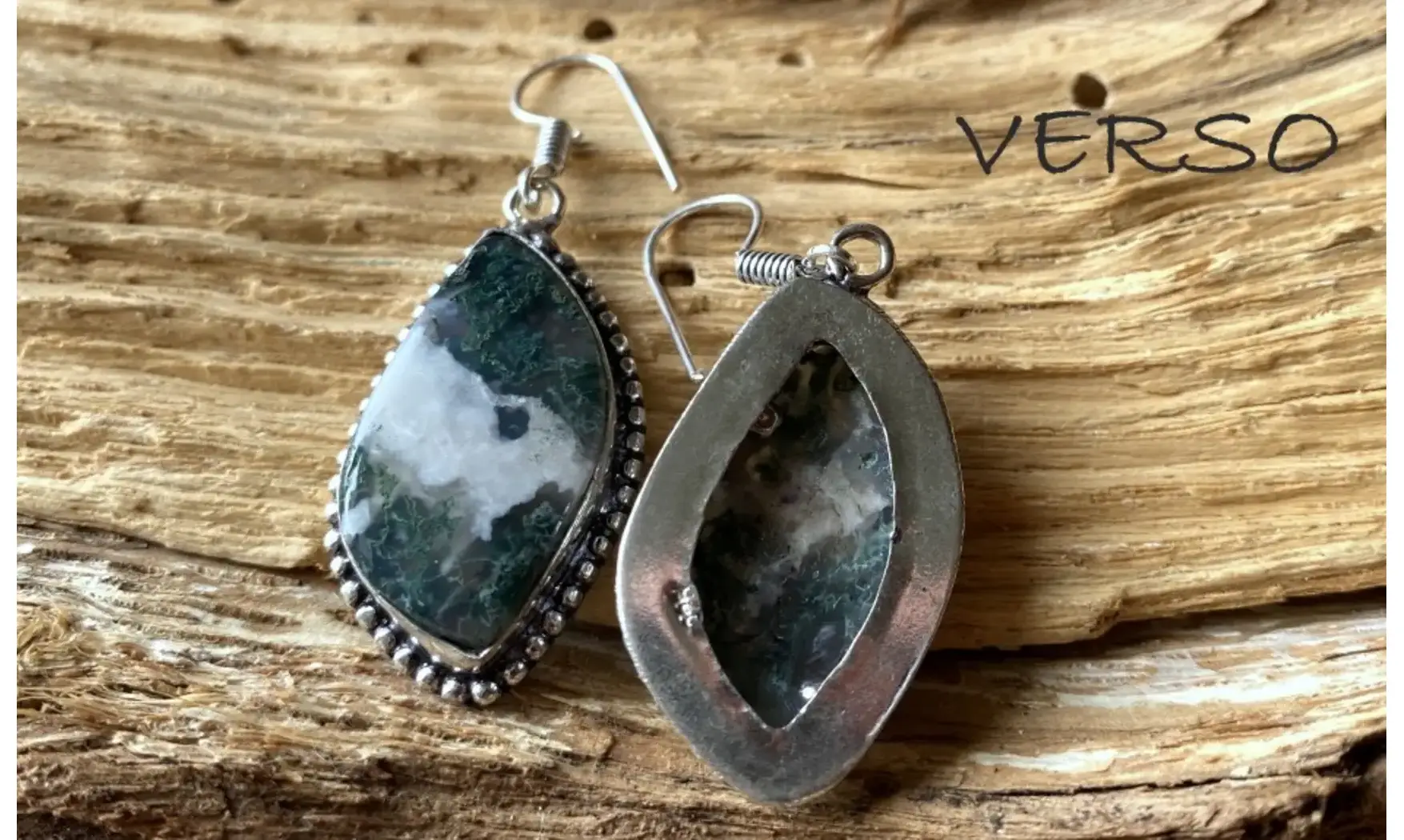 Moss Agate 925 Silver plated Earring