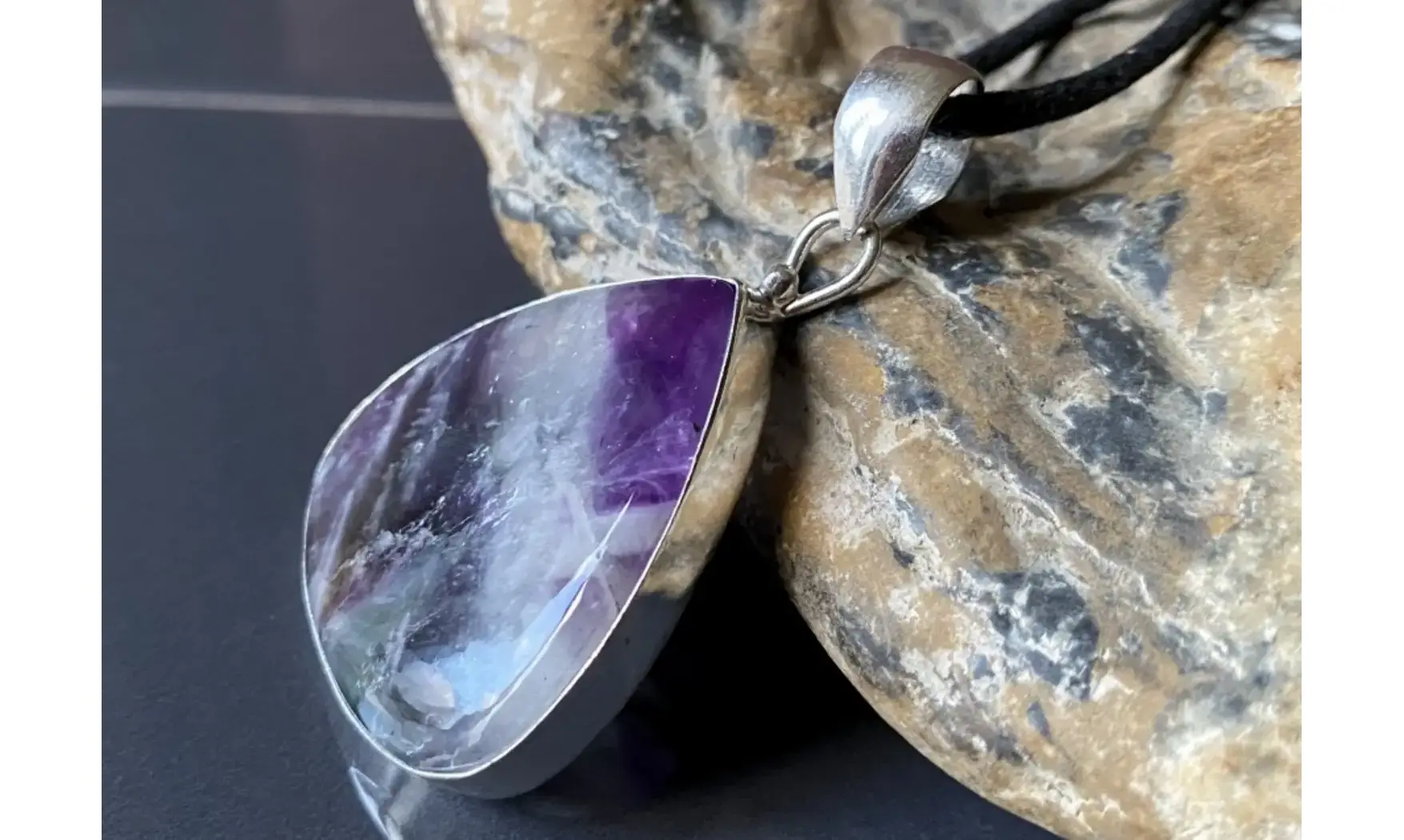 Améthyste pierre pendentif & Argent