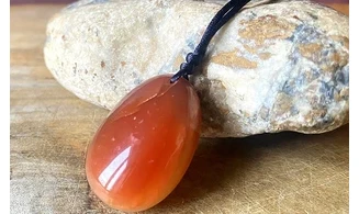 Cornelian stone drilled pendant B