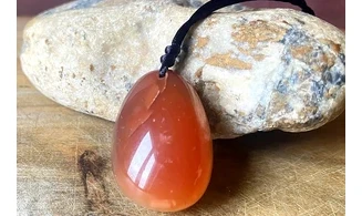 Cornelian stone drilled pendant B