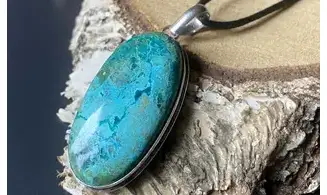 Chrysocolla & 925 Silver plated pendant
