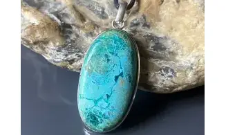 Chrysocolla & 925 Silver plated pendant