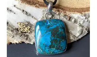 Chrysocolla & 925 Silver plated pendant